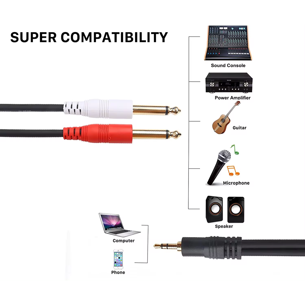 3.5mm TRS to Dual 6.35mm TS Y  - огляд і ціна Trs Cable
